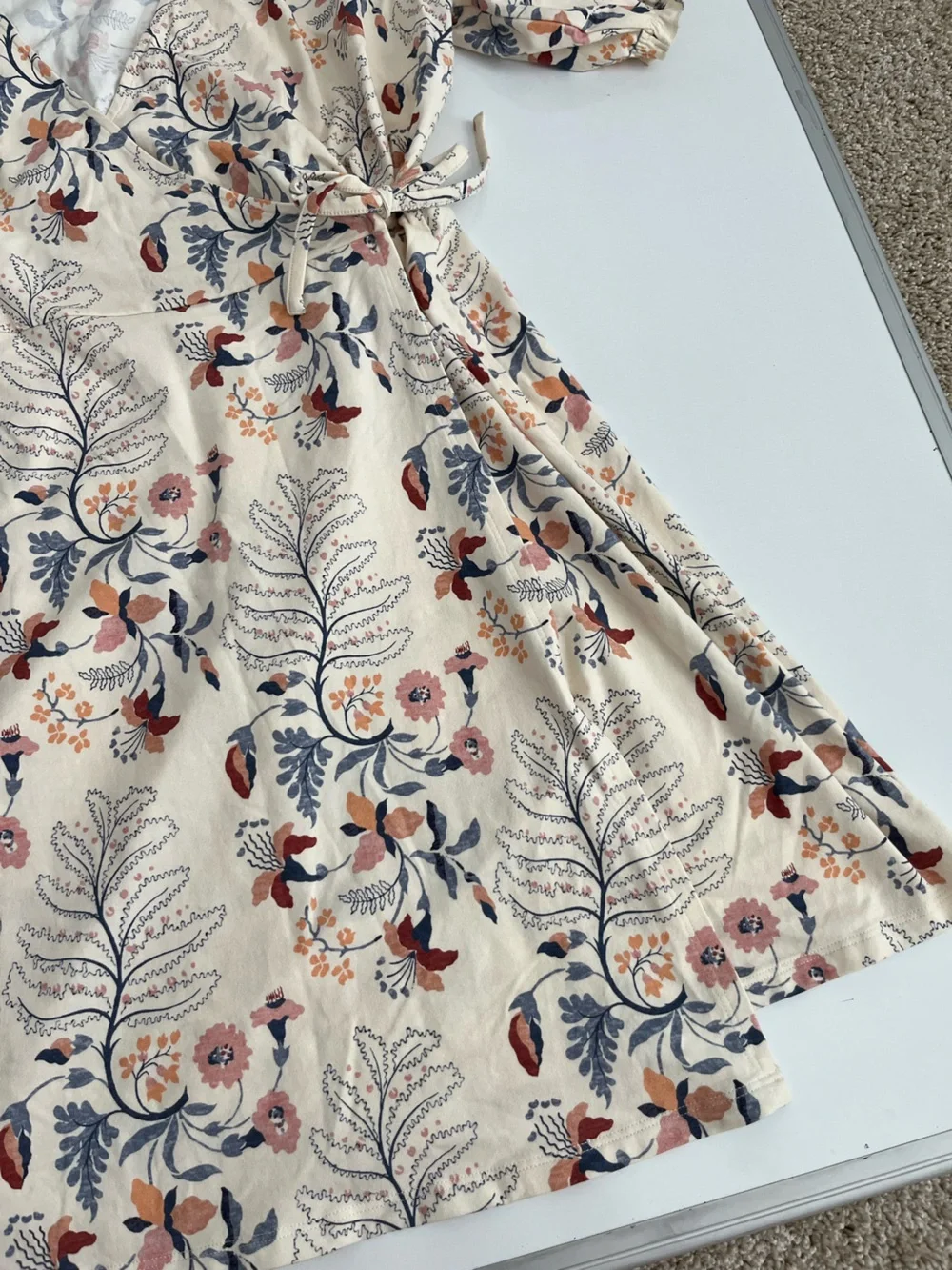 Spartina 449 Cream Floral Wrap Dress with Pink & Blue Blooms